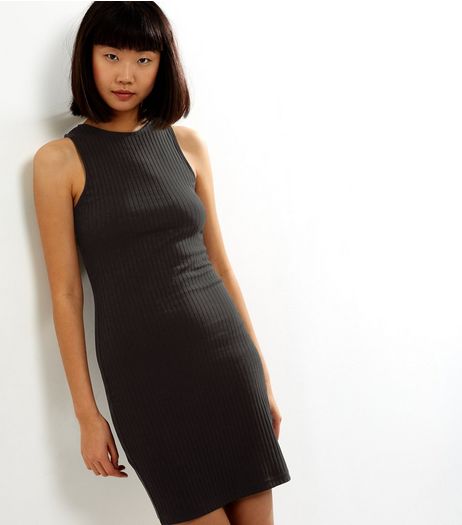 Black Ribbed Sleeveless Bodycon Dress | New Look