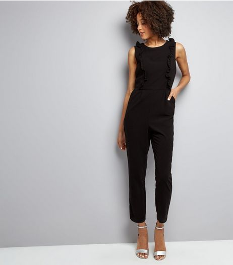 Black Frill Trim Sleeveless Jumpsuit | New Look
