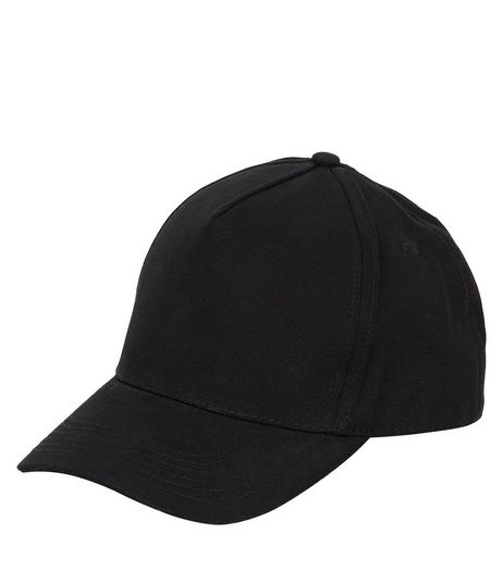 Black Cotton Snapback | New Look