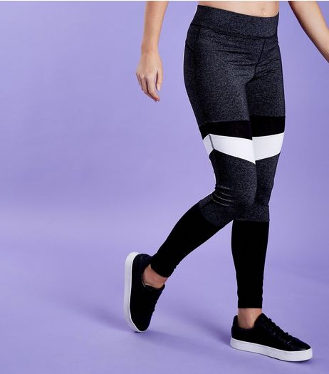 Black Colour Block Sports Leggings | New Look