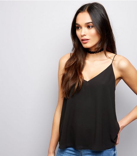 Black Cross Strap Back Cami Top | New Look