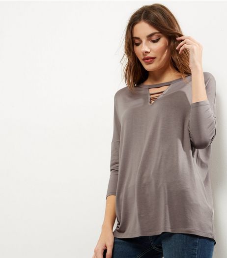 Mink Strap Front 3/4 Sleeve Top | New Look