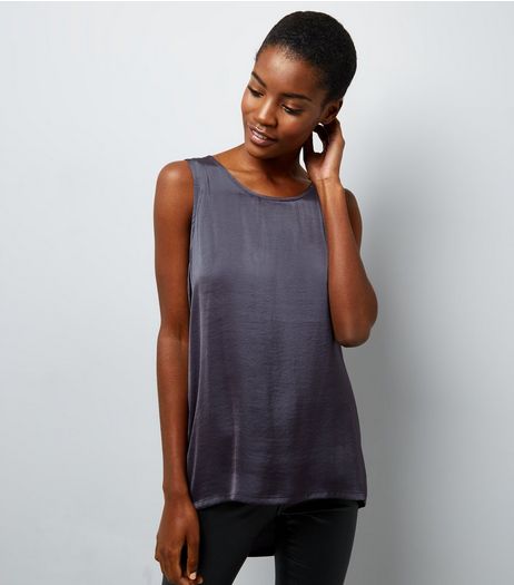 Dark Grey Satin Vest | New Look