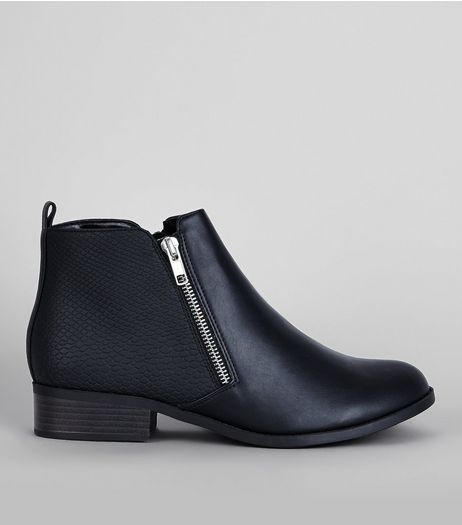 Black Snakeskin Texture Boots | New Look