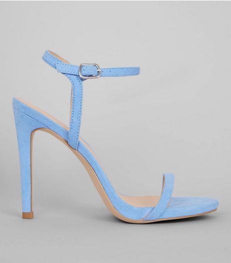Pale Blue Suedette Ankle Strap Heeled Sandals | New Look