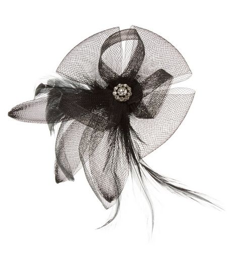 Black Net Feather Fascinator Hair Clip | New Look