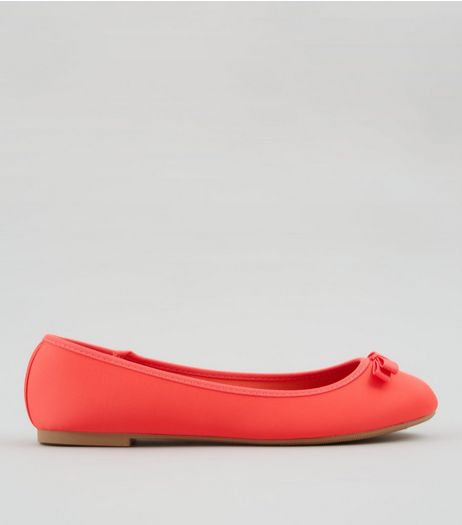 Wide Fit Orange Satin Ballet Pumps | New Look