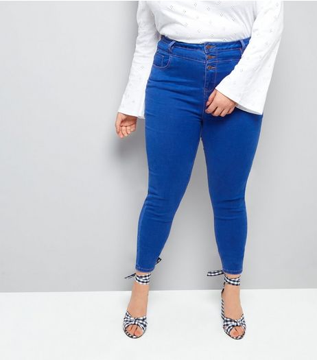 Curves Navy High Waist Skinny Yazmin Jeans | New Look