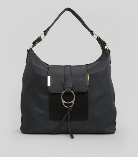 Black Ring Front Tote Bag | New Look