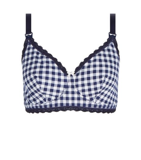 Maternity Navy Gingham Nursing Bra | New Look