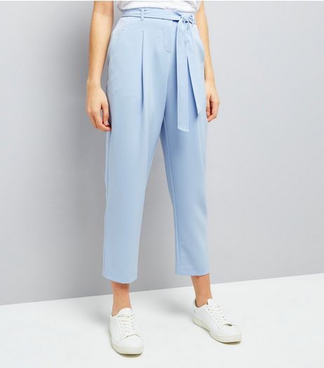 Pale Blue Tie Waist Trousers | New Look
