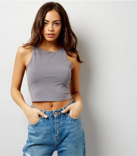 Dark Grey Cropped Vest | New Look