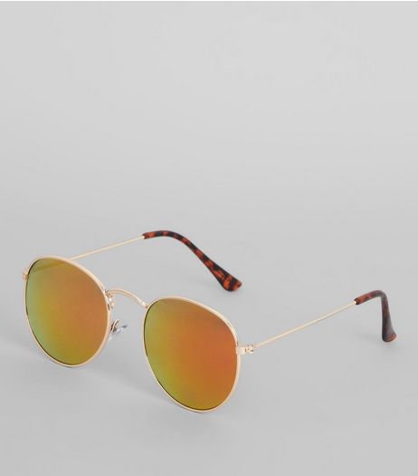 Gold Round Tinted Sunglasses | New Look