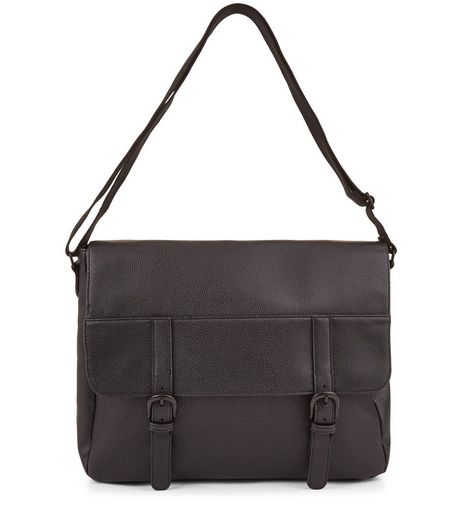 Black Leather-Look Satchel | New Look