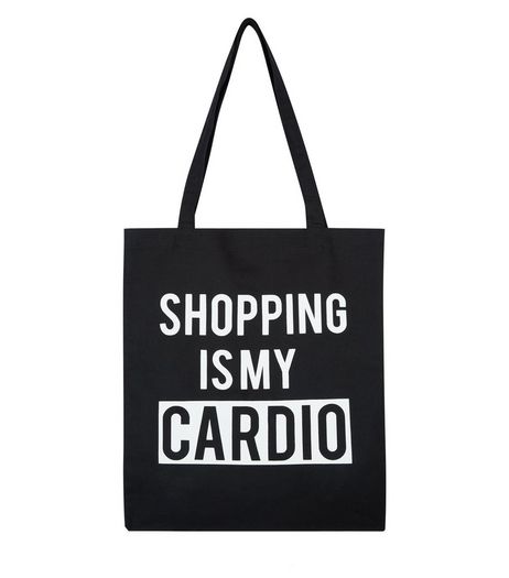 Black Shopping Is My Cardio Canvas Bag | New Look