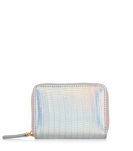 Silver Holographic Croc Texture Cardholder | New Look