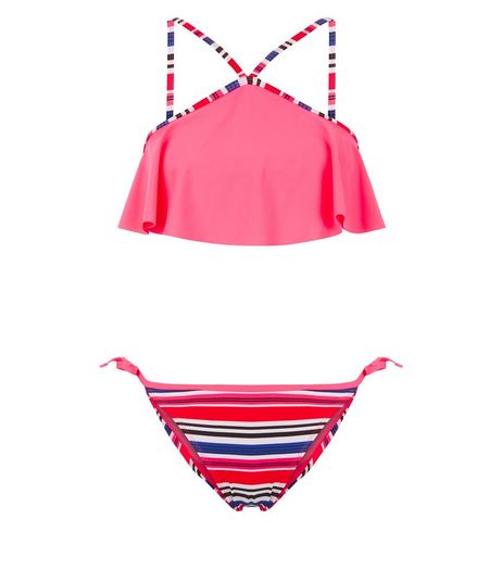 Teens Red Stripe Draped Bikini | New Look