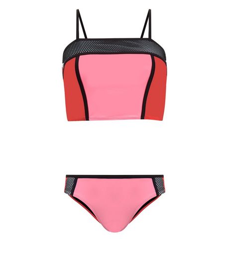 Teens Red Colour Block Tankini | New Look