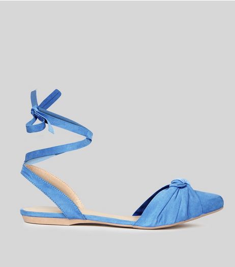 Pale Blue Knot Front Tie Up Sandals | New Look