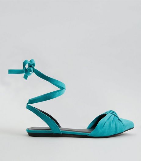 Turquoise Knot Front Tie Up Sandals | New Look