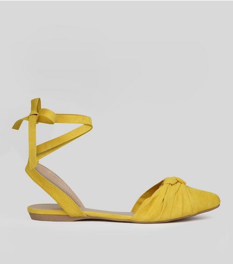 Yellow Knot Front Tie Up Sandals | New Look