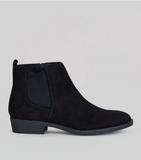 Black Suedette Low Heel Chelsea Boots | New Look