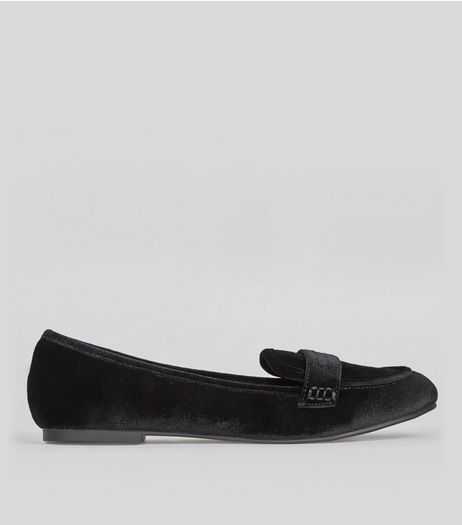 Black Velvet Loafers | New Look