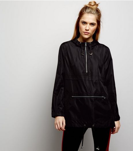 Black Pull-Over Fold Away Anorak | New Look