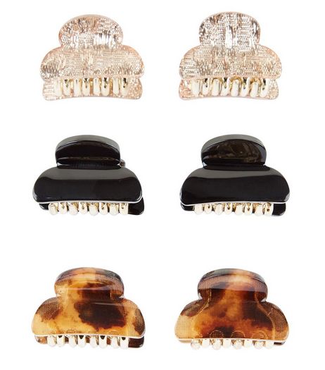 6 Pack Brown Black and Rose Gold Bulldog Clips | New Look