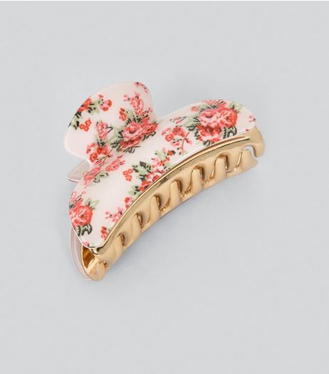 Pink Floral Bulldog Clip | New Look