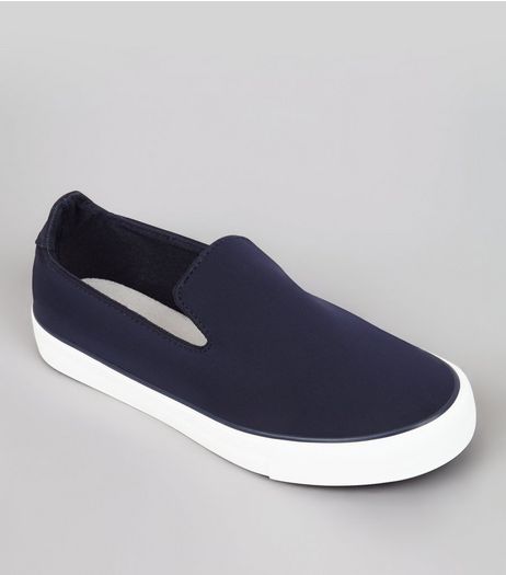 Teens Navy Neoprene Slip On Trainers | New Look