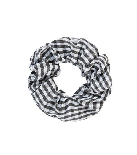 Black Check Print Hair Scruchie | New Look