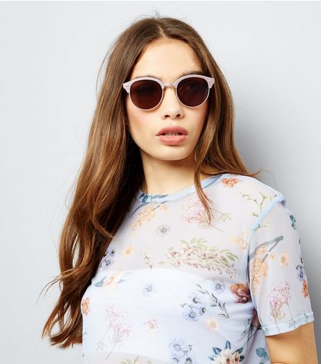 Mink Metal Retro Sunglasses | New Look