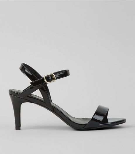Black Patent Ankle Strap Sandals | New Look