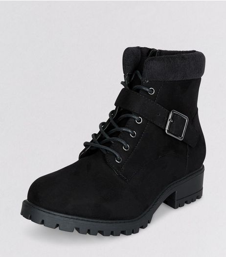Teens Black Suedette Lace Up Boots | New Look