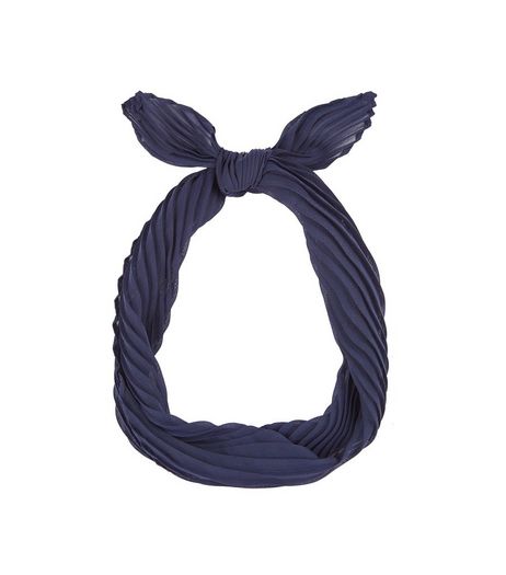 Navy Pleated Necktie | New Look