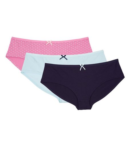 Teens 3 Pack Pink Blue And Navy Briefs | New Look