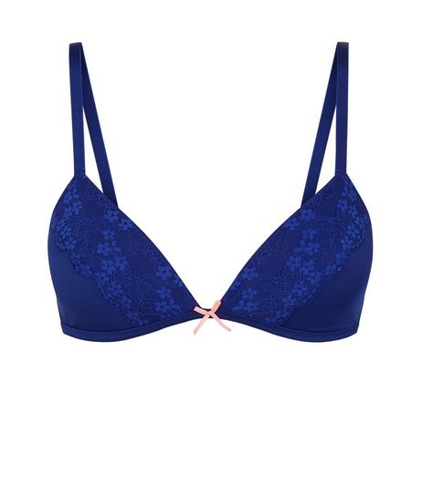 Teens Blue Lace Trim Wireless Bra | New Look