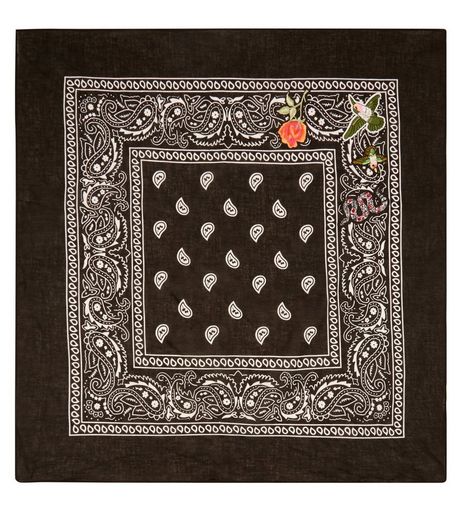 Black Floral Badge Paisley Print Bandana | New Look