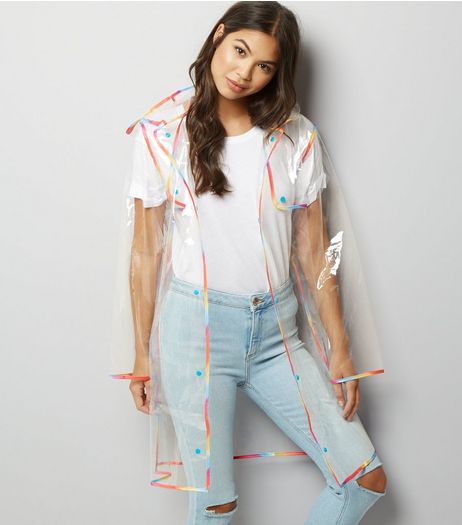 Multicoloured Clear Hooded Anorak | New Look