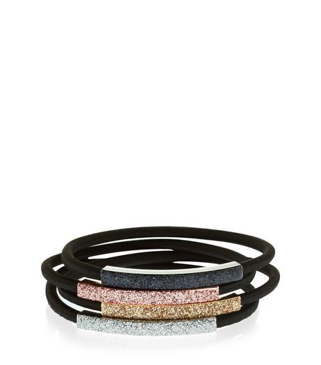 4 Pack Glitter Hair Bands | New Look