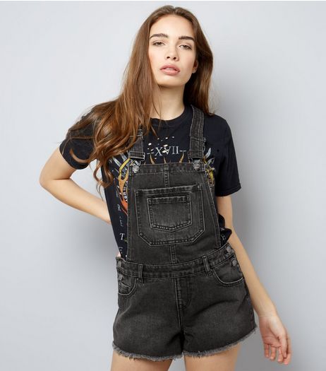 Black Shorts Dungarees | New Look