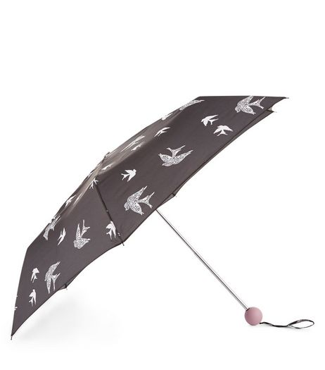 Black Lace Bird Print Umbrella | New Look