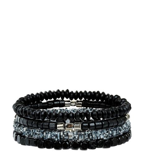 4 Pack Square Bead Bracelets | New Look