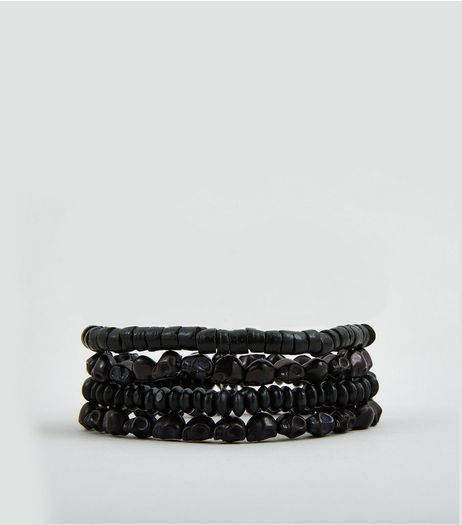 4 Pack Skull Bead Bracelets | New Look