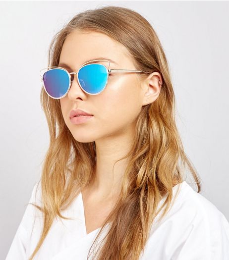 Gold Mirror Lens Cat Eye Sunglasses | New Look