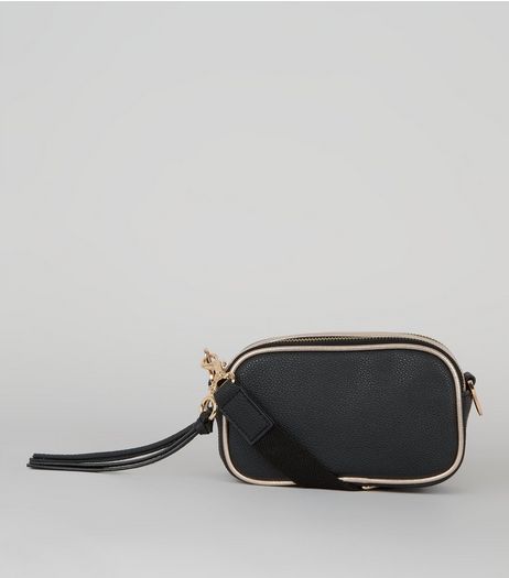 Black Metallic Trim Camera Bag | New Look