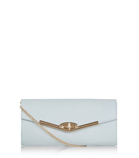 Blue Metal Trim Structured Clutch | New Look