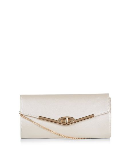 Gold Metal Trim Structured Clutch | New Look