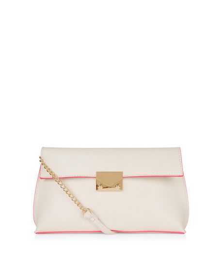 White Contrast Trim Shoulder Bag | New Look